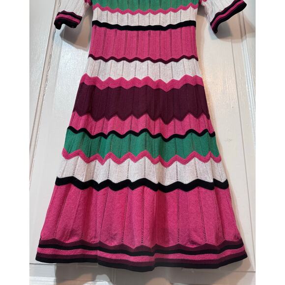 New Missoni M Pink Green Colorful Zig Zag Mini Dress Size 36/US 4 - Picture 6 of 9